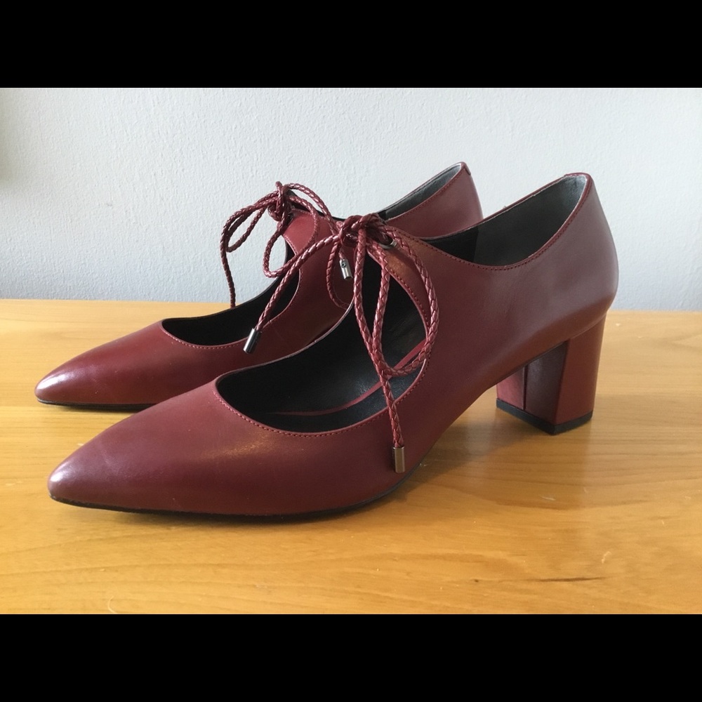 “What For” burgundy leather shoes w/ leather ties